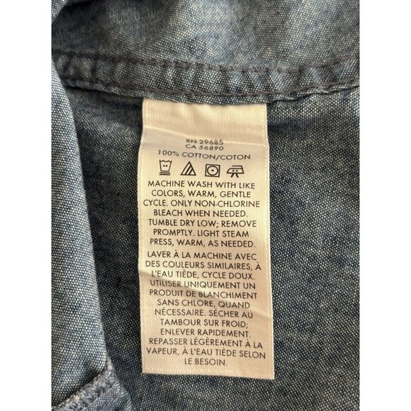 Vintage Pendleton Denim Button Up Sleeveless Chambray Blouse Large Polka Dot - Picture 9 of 9